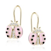 Cercei cu tortite din argint placat cu aur galben buburuza roz cu pietre Ladybug DiAmanti Z1804JG_P-DIA Cercei cu tortite din argint placat cu aur galben buburuza roz cu pietre Ladybug DiAmanti Z1804JG_P-DIA